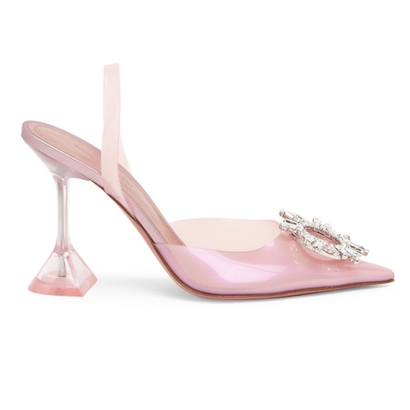 NEW Amina Muaddi Begum Embellished PVC Slingback Pumps 37 $1190 - Picture 3 of 13